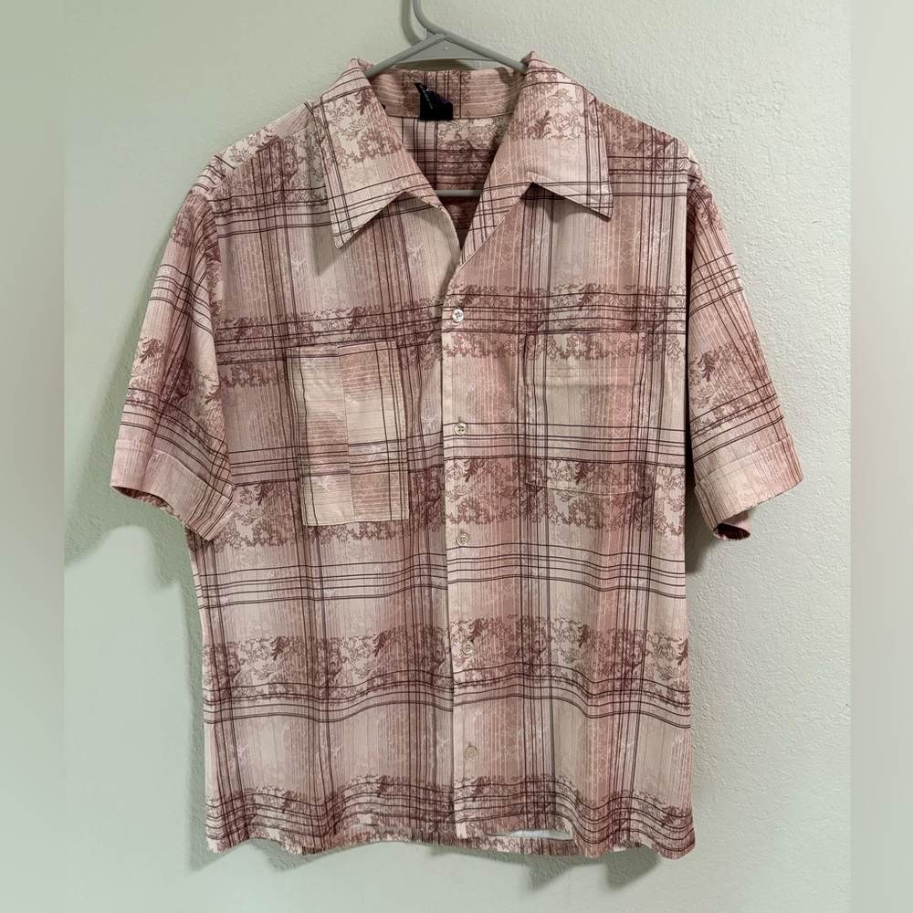 Joel Cal-Made Vintage Plaid Floral Short Sleeve Button Up Shirt Men’s L